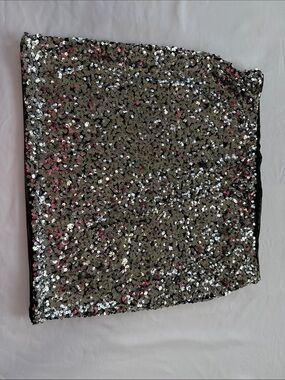DKNY Silver Sequin Mini Skirt